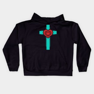 The cross of Christ and the diamond heart Kids Hoodie